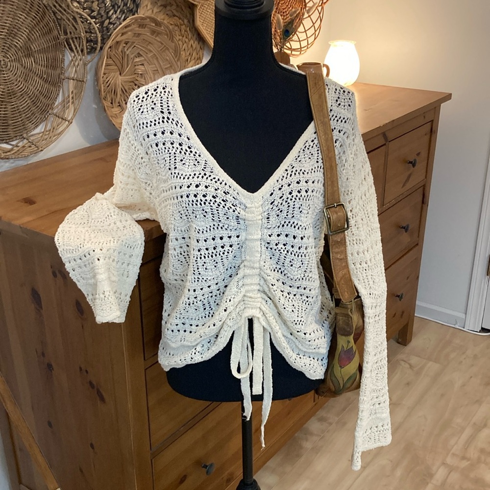Wishlist open knit cinch boho sweater